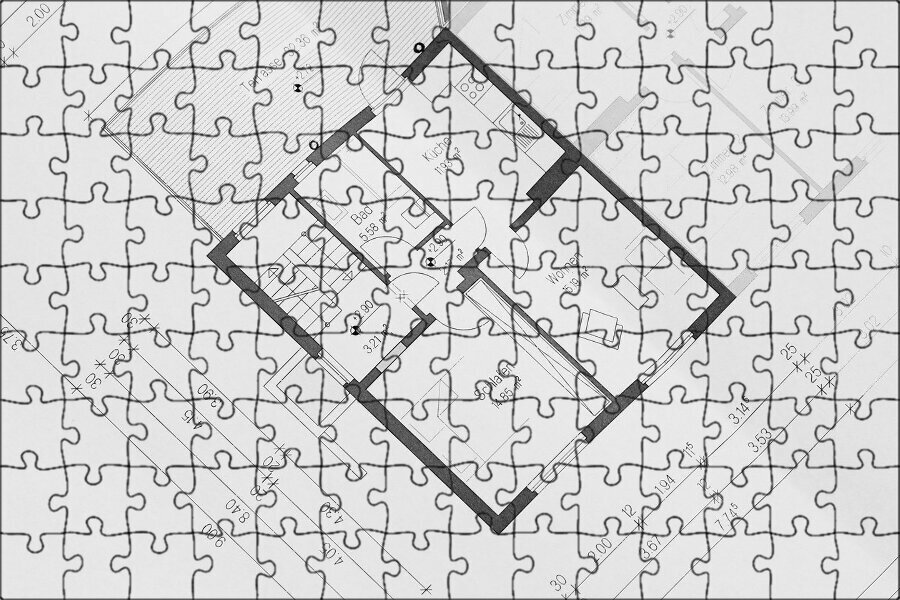 Магнитный пазл "План, план этажа, план архитектора" на холодильник 27 x 18 см.