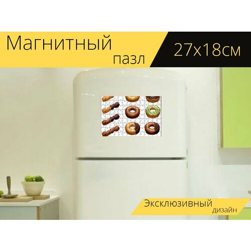 Магнитный пазл Пончики, сладости, окропляет на холодильник 27 x 18 см. магнитный пазл пончики сладости кондитерская на холодильник 27 x 18 см