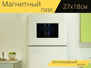 Магнитный пазл "Линза, оптика, оборудование" на холодильник 27 x 18 см.
