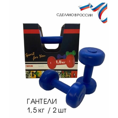 Гантели ВладСпортПром, пластик, 2шт, 1,5кг, синий