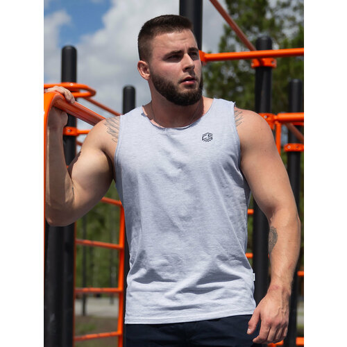 Майка CroSSSport, размер 54, серый мужская футболка без рукавов для бега тренажерного зала тренировок фитнеса сжимания мышц баскетбольная майка для улицы