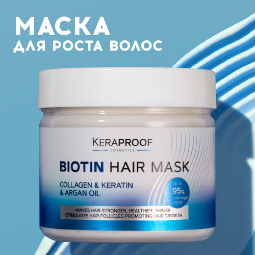 Keraproof Маска для волос профессиональная, против выпадения с биотином и кератином, для роста волос, 300 мл