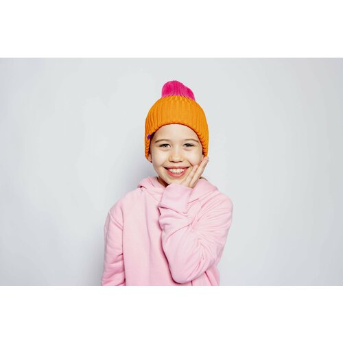 фото Шапка бини mamanonstop, размер one size, розовый, оранжевый