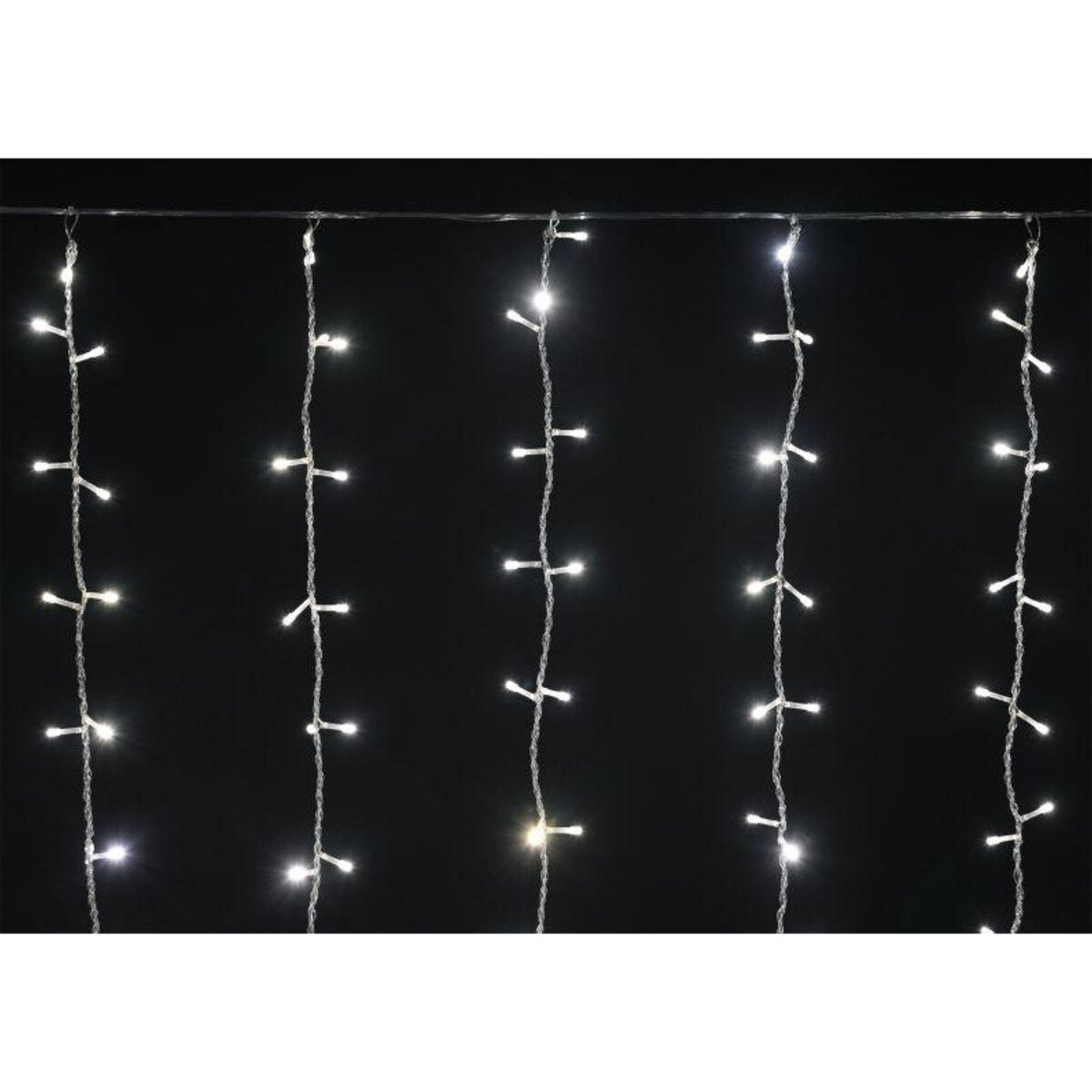 фото LIGHTING Гирлянда занавес 1,5х1,5м 160 светодиодов теплый белый свет IP20 прозрачный шнур 3м 230В транзит IEK