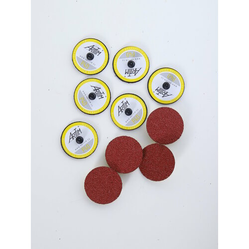 Круг абразивный шлифовальный, 50 мм, Р40, с креплением, керамика, набор 10 штук, ArtTim