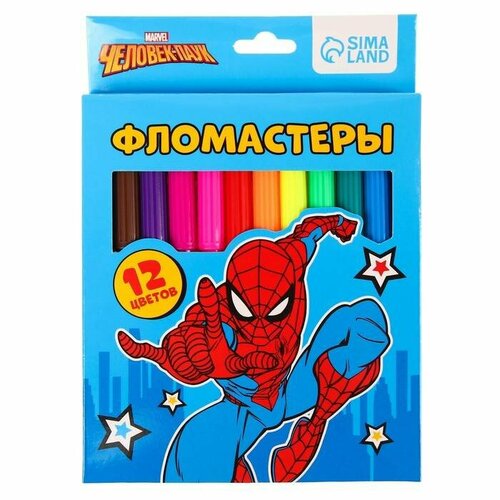 Фломастеры Marvel - Человек-паук, 12 цветов, 1 упаковка фломастеры 18 цветов человек паук marvel