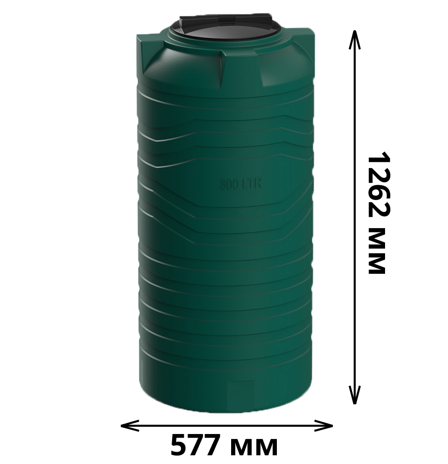 Емкость 300 литров Polimer Group N 300 для воды/ топлива, цвет зеленый - фотография № 2