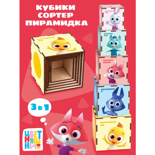 фото Кубики сортер пирамидка цветняшки mapacha