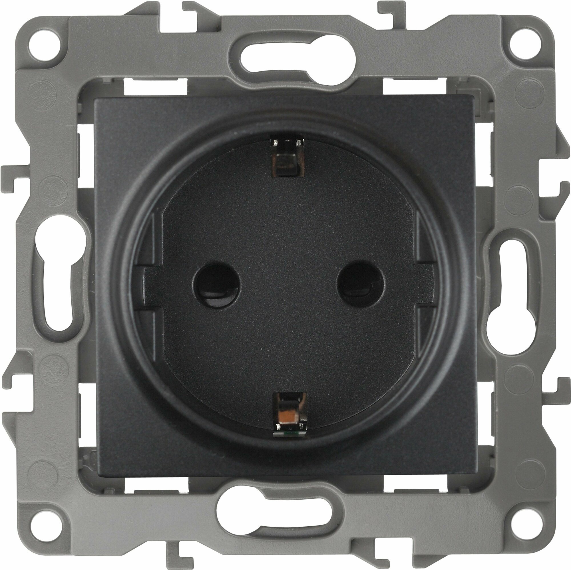 12-2102-05 ЭРА Розетка 2P+E Schuko со шторками, 16A-250В, IP20, Эра12, антрацит