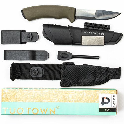 фото Нож туристический tuotown forester fo01 с огнивом и точильным камнем