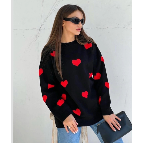 Свитер, шерсть, длинный рукав, прямой силуэт, капюшон, размер 42/46, черный