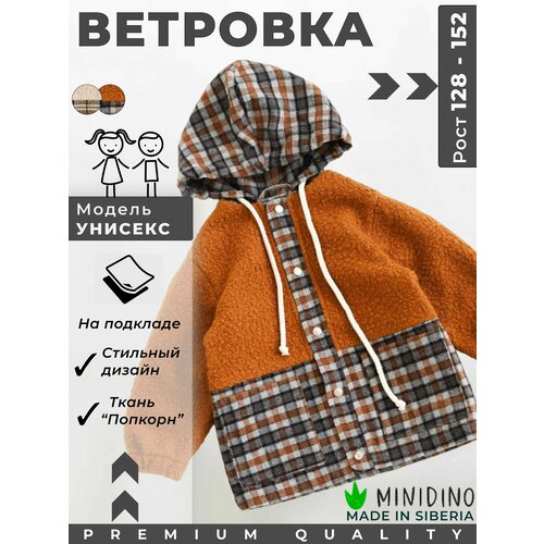 Ветровка MINIDINO, размер 134, коричневый