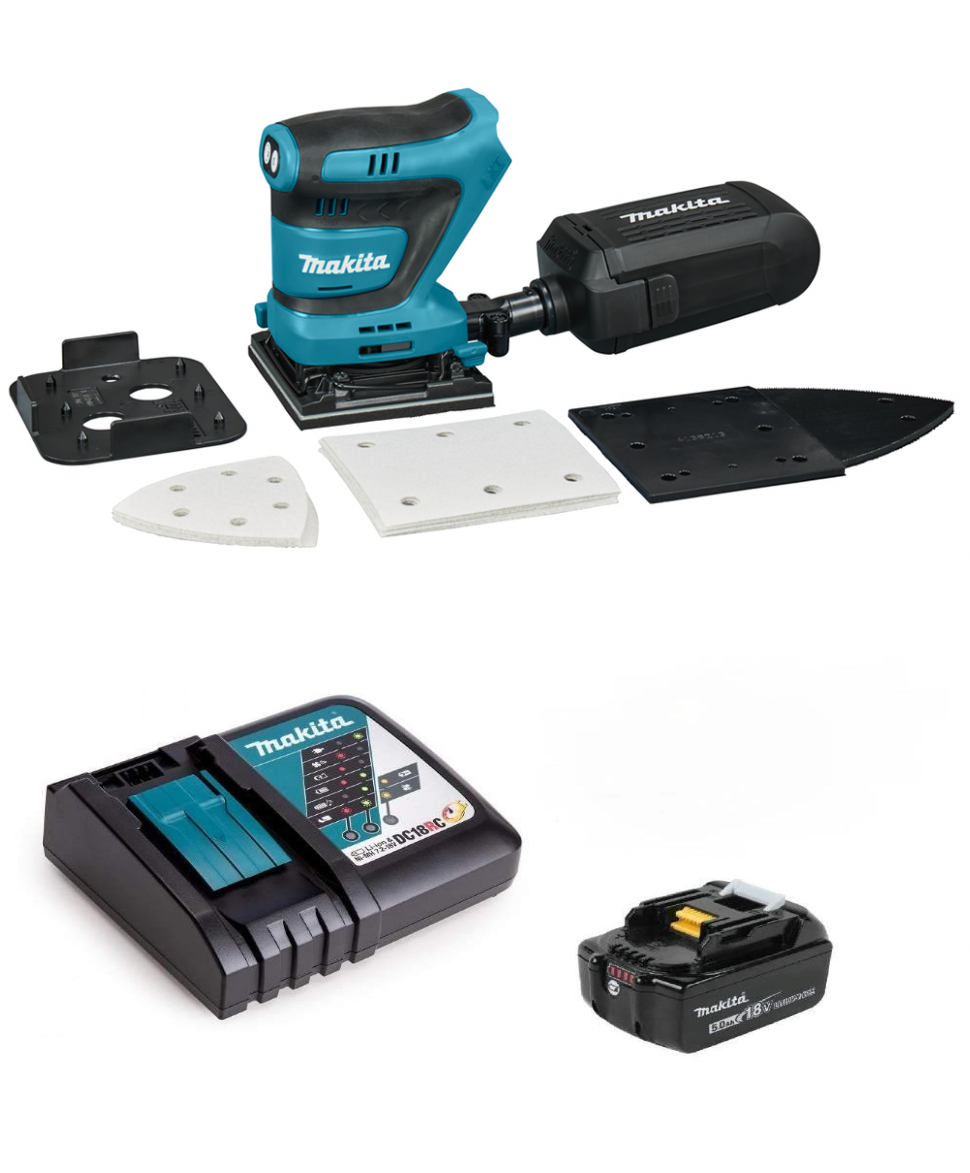 Аккумуляторная вибрационная шлифовальная машина Makita DBO480RT1 (18V, 1 x 5.0Ah, Li-Ion)