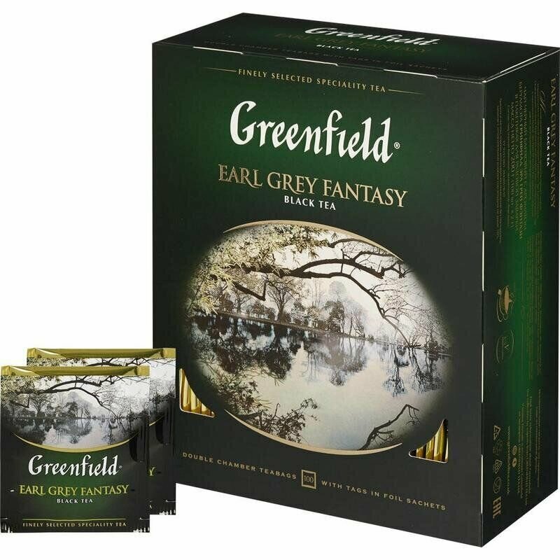 Greenfield Чай в пакетиках Earl Grey Fantasy, черный, 100 пакетиков