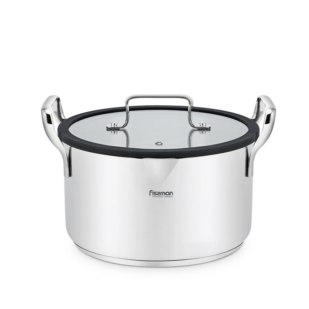 Кастрюля Fissman Fabia 20x11,5 см / 3,45 л со стеклянной крышкой - фото №1