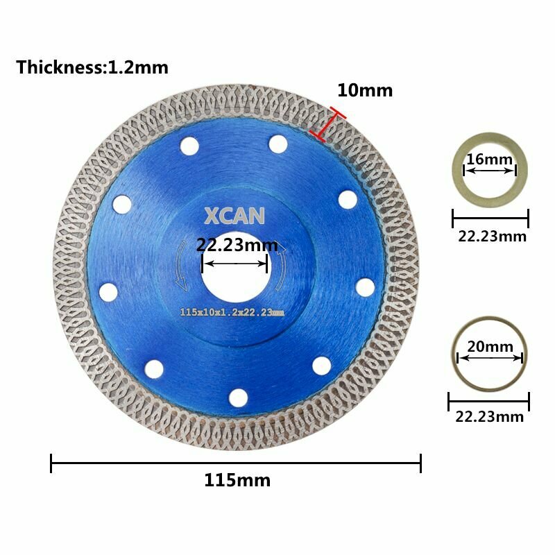 Диск алмазный ультратонкий XCAN 115x12x2223 мм по керамограниту