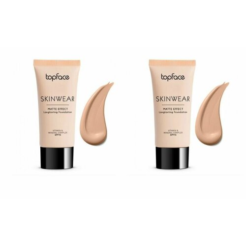 Topface Тональный крем Skin Wear Matte Longlasting Foundation, тон 02 светло-бежевый, 2 шт