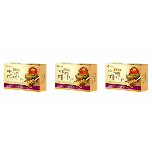 Mukunghwa Мыло туалетное Honey & Chestnut Scrub Bar Soap, 100 г, 3 шт/ propoleo soap 100% natural honey soap with honey