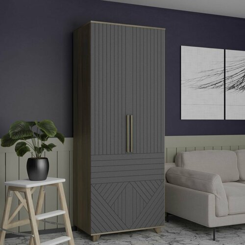 Шкаф 2-х створчатый Копенгаген ЛДСП Дуб Самдал МДФ Серый графит 22590₽