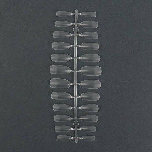 Типсы для наращивания ногтей, 1240 шт, форма миндаль, полное, матовое покрытие, в контейнере, цвет прозрачный