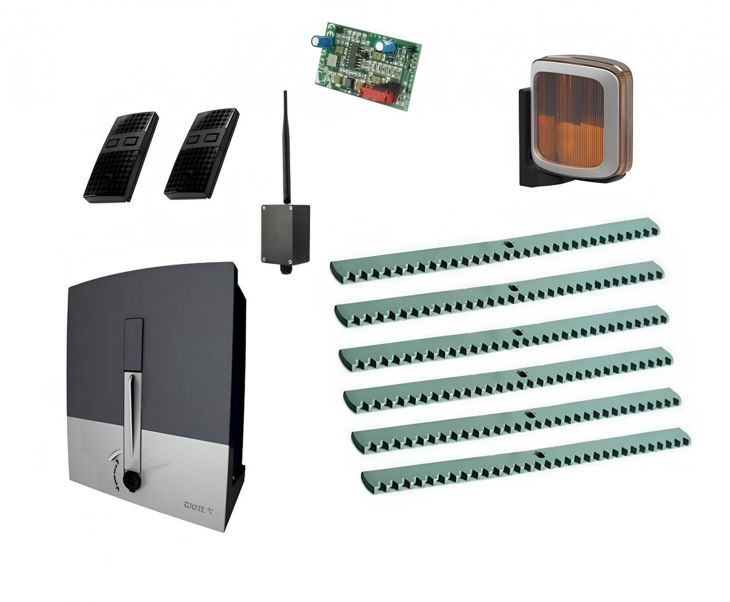 Автоматика для откатных ворот CAME BXL04AGS KIT6-LA-BT комплект: привод радиоприемник 2 пульта лампа 6 реек Bluetooth-модуль