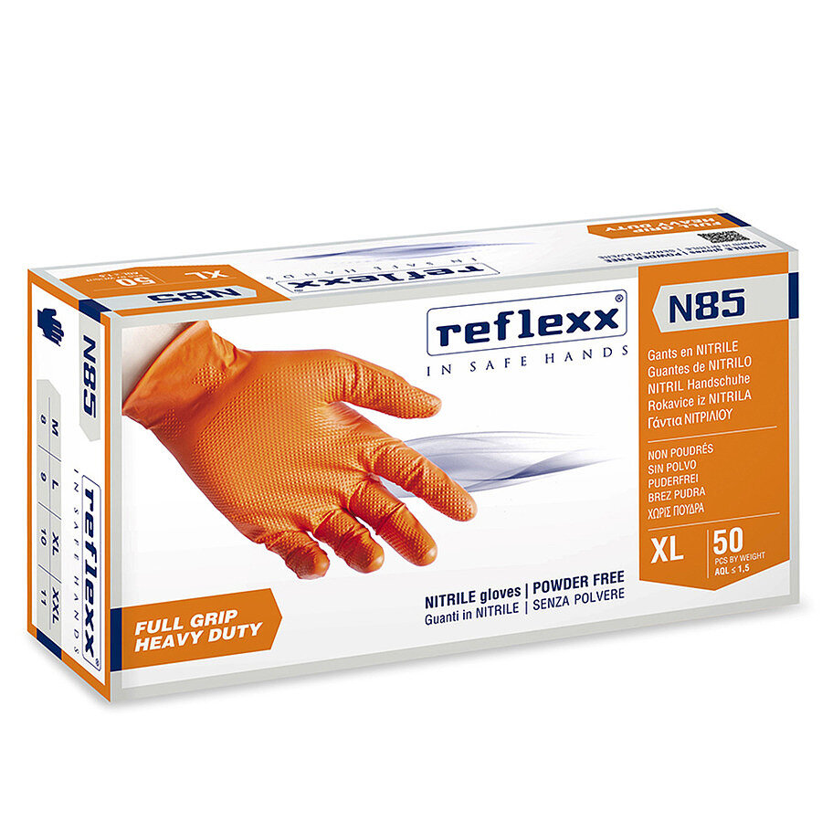 Reflexx | Nitrile gloves - Сверхпрочные резиновые перчатки, нитриловые. 8,4 гр. Толщина 0,2 мм.