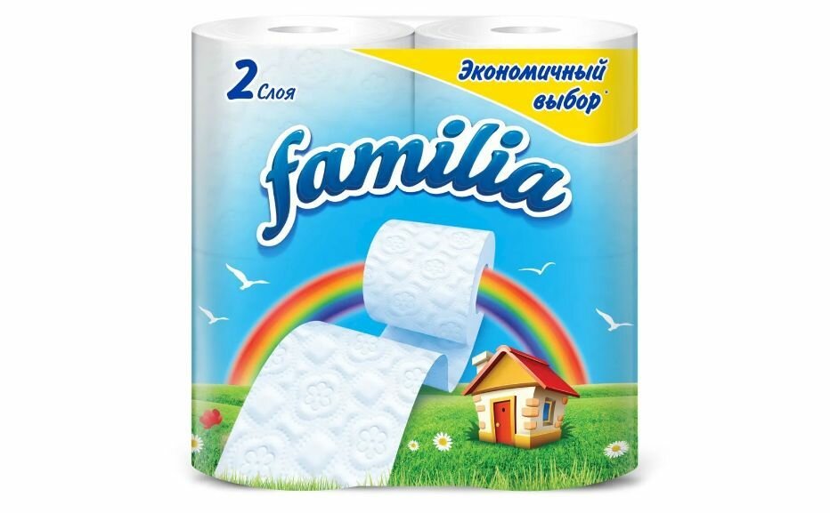 Familia Туалетная бумага Радуга 2-слойная, 4 шт