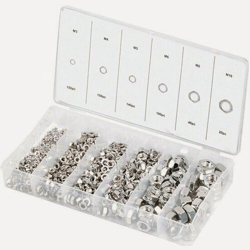 Изображение товара Набор гаек Сибртех М3, М4, М5, М6, М8, М10, 600 предм, 47615