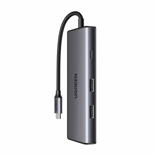 Конвертер Ugreen CM498 USB-C - HDMI+2xUSB 3.2 A+ USB-C 3.2+SD/TF+PD Grey 15531