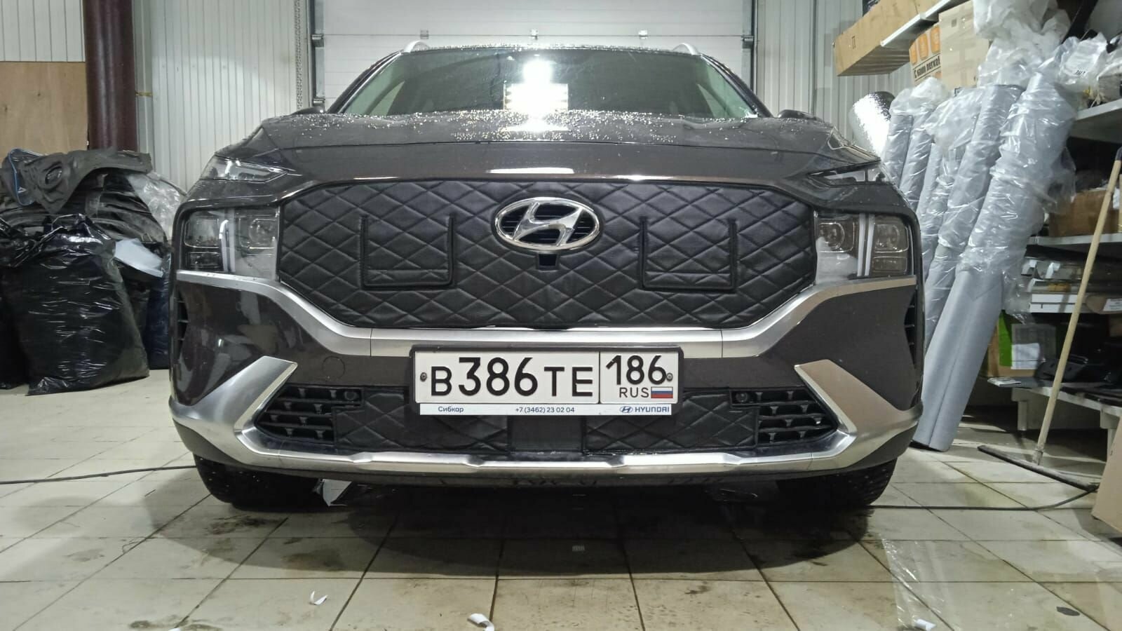 Утеплитель радиатора для Hyundai Santa Fe 2020 -н.в. IV Рестайлинг Камера, Кармашки Без радара.