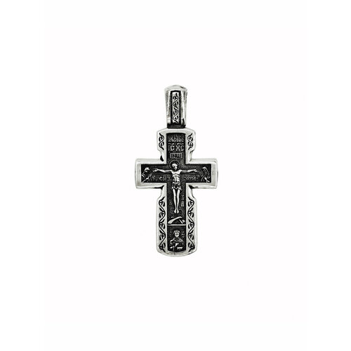 Крестик Малахит нательный православный, серебро, 925 проба, чернение, размер 4.8 см. крест нательный ручной работы из бука