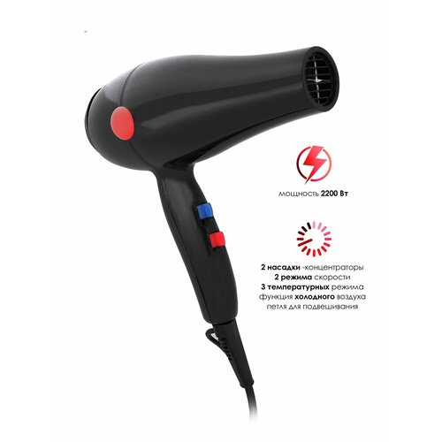 Профессиональный салонный Фен для волос уход за волосами для укладки и сушки волос насадка концентратор с функцией ионизации домашний черный 399900₽