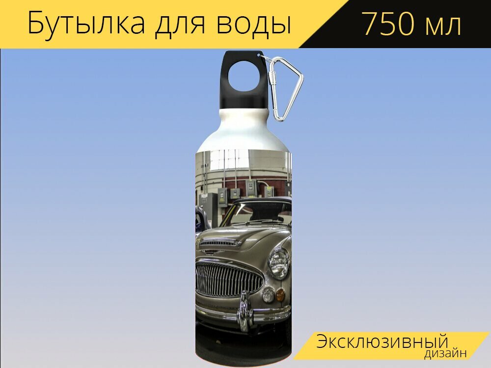 Бутылка фляга для воды "Остин, хили, машина" 750 мл. с карабином и принтом