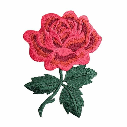 Термонашивка на одежду роза красная декоративная аппликация