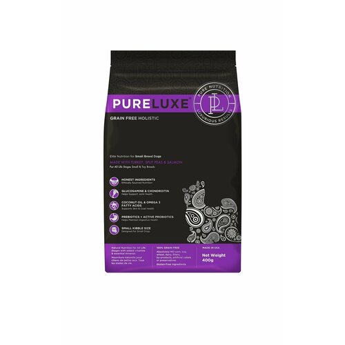 PureLuxe для собак мелких пород с индейкой, горошком и лососем, 400г