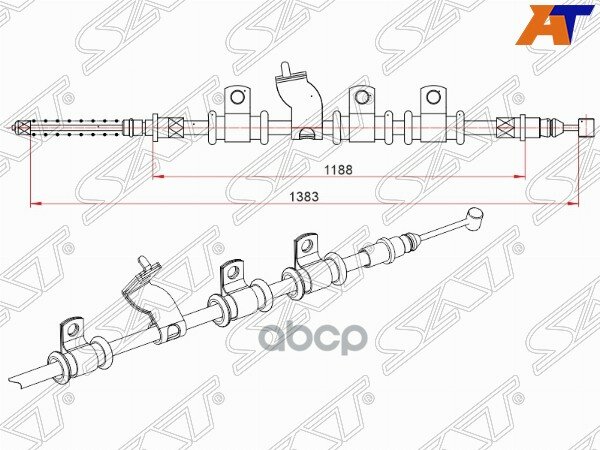 Трос ручного тормоза CHEVROLET AVEO 08-11/KALOS 05-08/RAVON NEXIA R3 16- LH