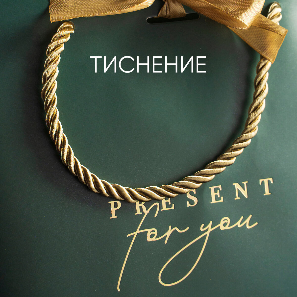 Пакет подарочный с бантом Present for you, 19 х 20 х 9 см