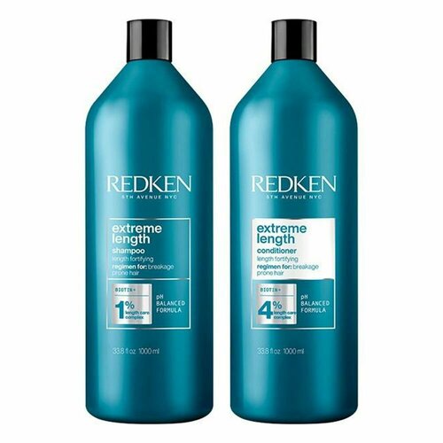 Redken Extreme Length Set - Набор для укрепления волос по длине (шампунь 1000 мл, кондиционер 1000 мл) redken extreme length кондиционер для укрепления волос по длине 300 мл
