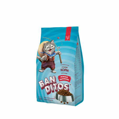 Banditos Сухой полнорационный корм с Цыпленком для котят, беременных и кормящих кошек, 1,5кг