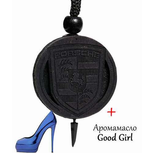 Ароматизатор в машину (освежитель воздуха в автомобиль), диск черное дерево Porsche, аромат №7 Good Girl