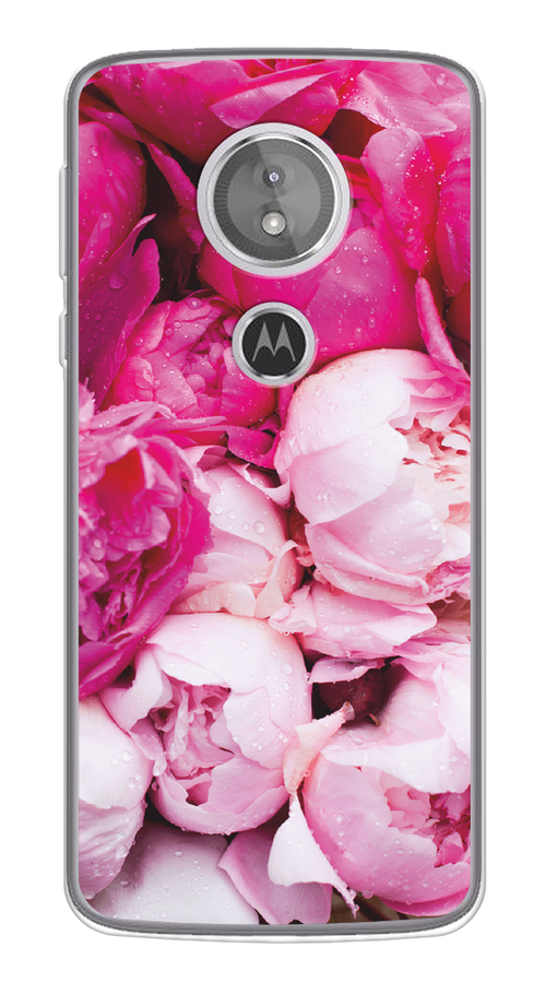 Силиконовый чехол на Motorola Moto G6 Play/E5 / Моторола Мото G6 Play/E5 Пионы розово-белые