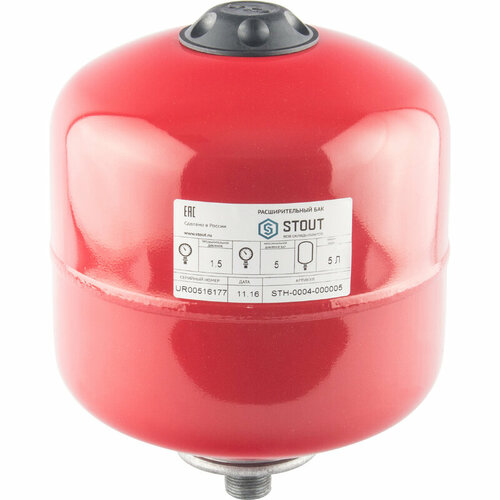 Расширительный бак на отопление 5 л. с диафрагмой STOUT (цвет красный) расширительный бак на отопление 200 л stout цвет красный