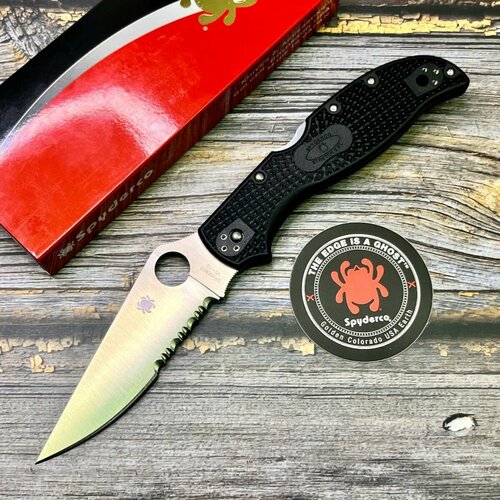 фото Нож складной spyderco sc258psbk stretch 2 xl, part serrated blade, frn handle нет бренда