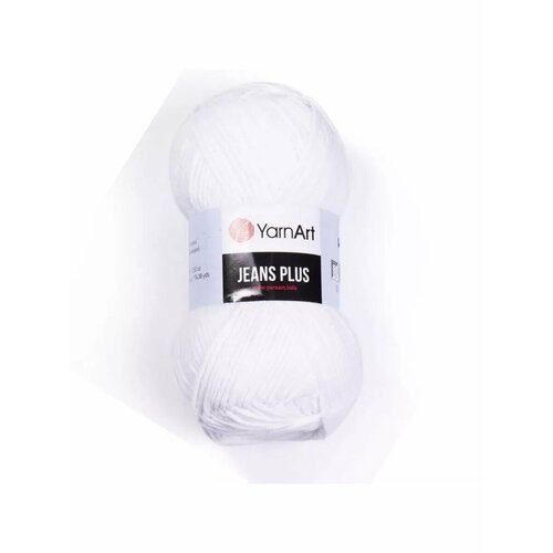 Пряжа YarnArt Jeans plus 62 белый холодный