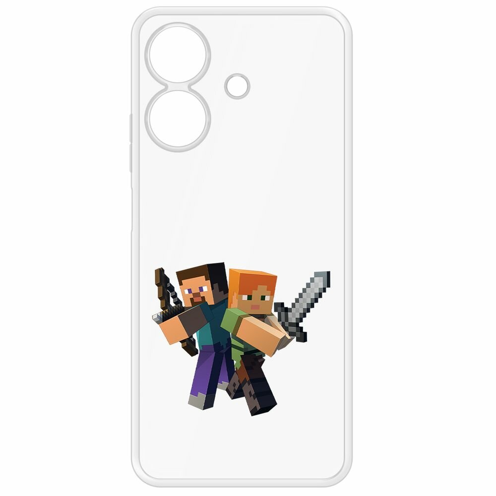 Чехол-накладка Krutoff Clear Case Minecraft-Стив и Алекс для Realme Note 60X