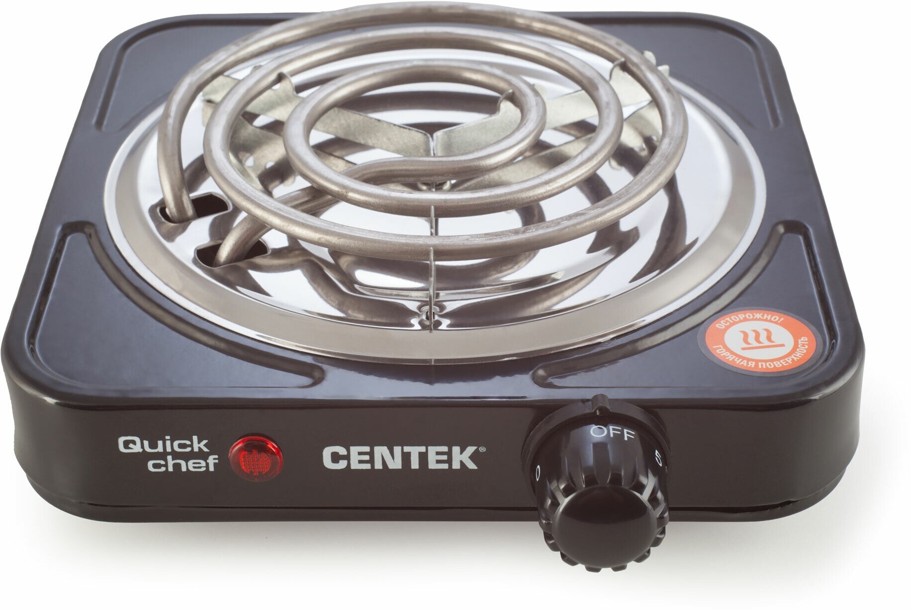Плита электрическая CENTEK CT-1508 (Black) 1конфорка ТЭН 140мм 1000Вт индикатор работы