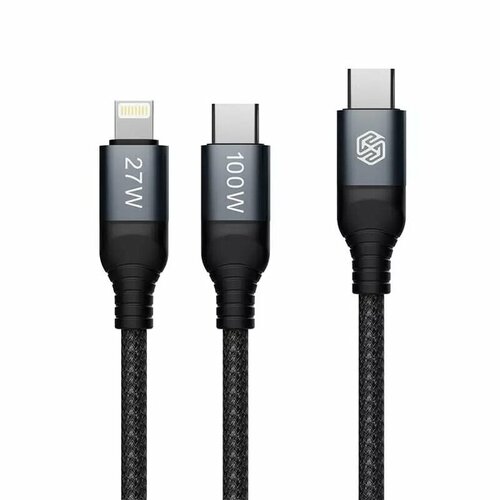 Кабель 2 в 1 Nillkin DualPower Type-C to Type-C 100w  & Lightning 27w
