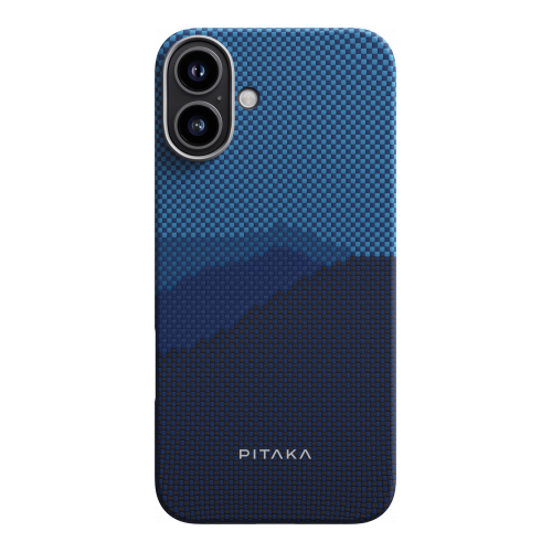 Чехол PITAKA Ultra-Slim Case для iPhone 16", Over The Horizon черный, синий