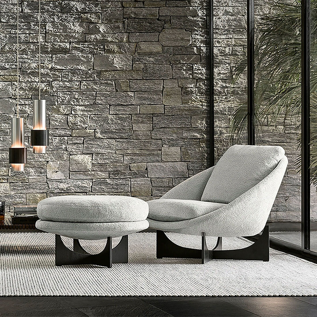Мягкое кресло для отдыха в итальянском стиле Lido Chair (кресло + подставка для ног)