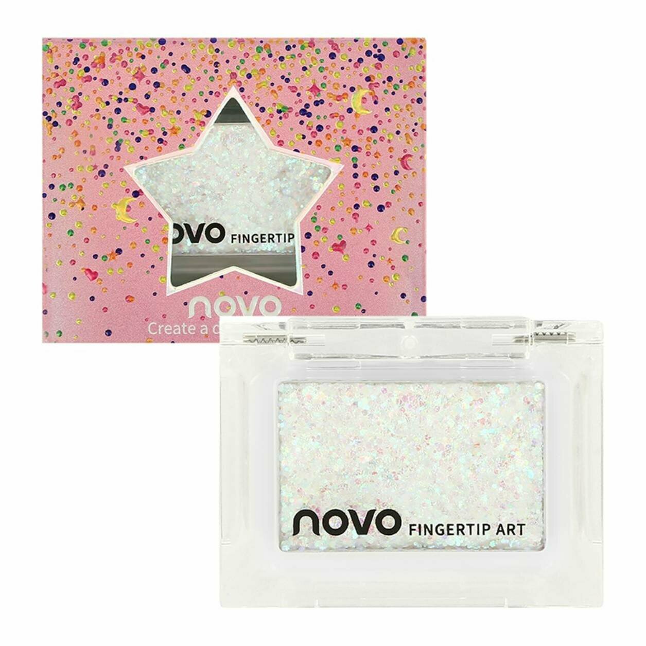 Тени для век компактные NOVO DIAMOND SHINE сияющие, с глиттером, тон 01